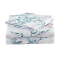 Jsd White Blue Floral Printed Sheet Set Cal King, 4 Piece Botanical Microfiber Sheets Extra Deep Pocket