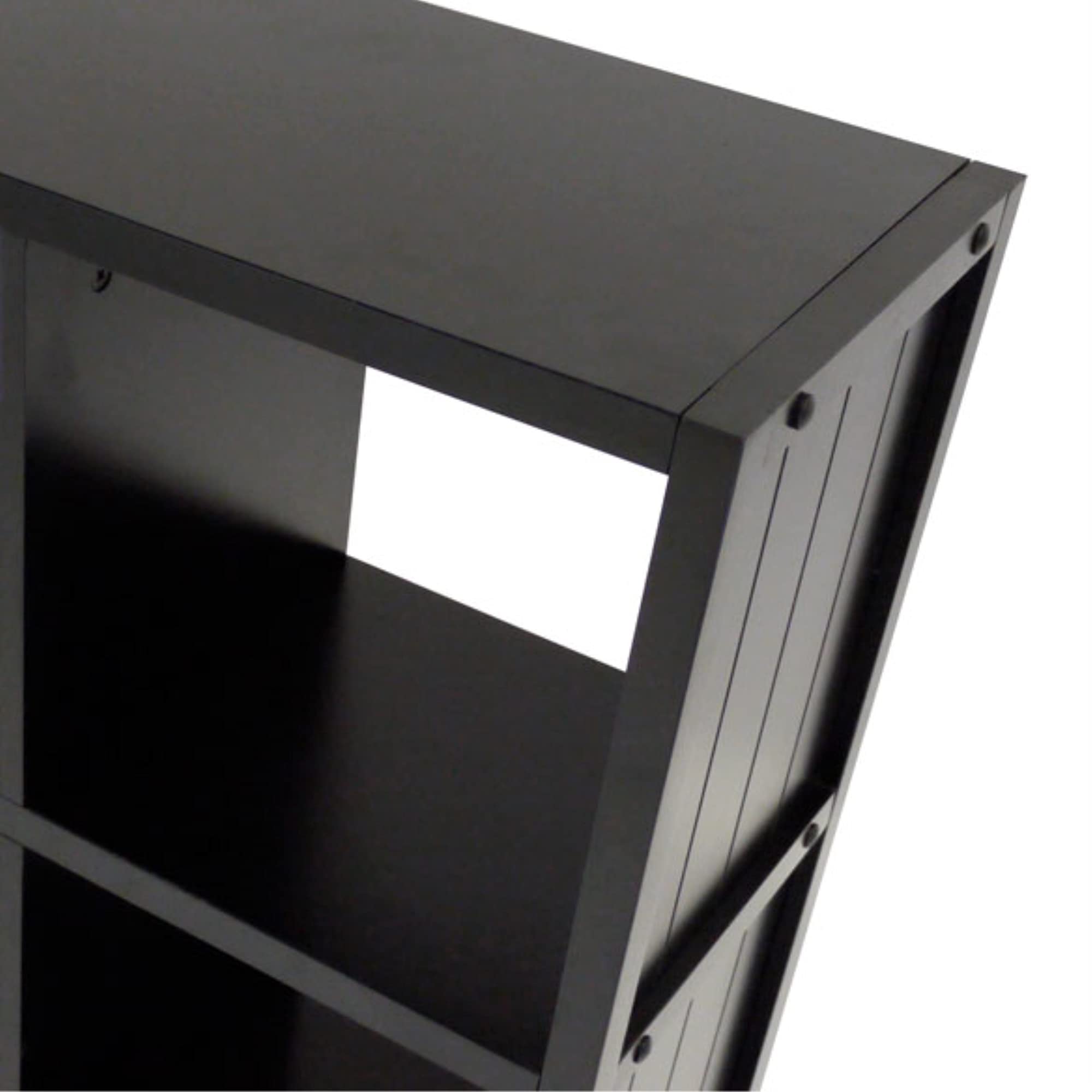 Ergode Timothy Collection | 2x2 Wooden Shelving Unit - Black | 25.6' W x 11.8' D x 27' H | Ample Storage for Pictures, Books, and More (20040-VV)