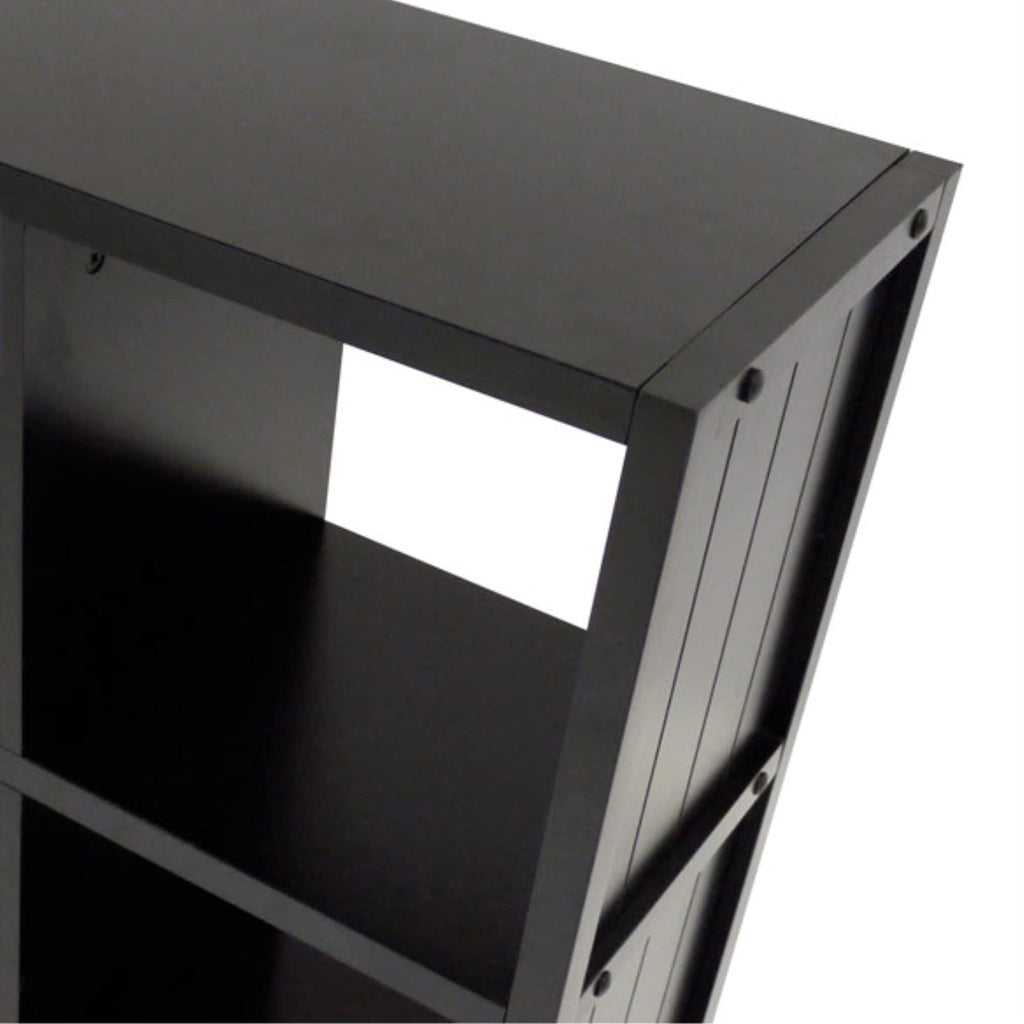 Ergode Timothy Collection | 2x2 Wooden Shelving Unit - Black | 25.6' W x 11.8' D x 27' H | Ample Storage for Pictures, Books, and More (20832-VV)
