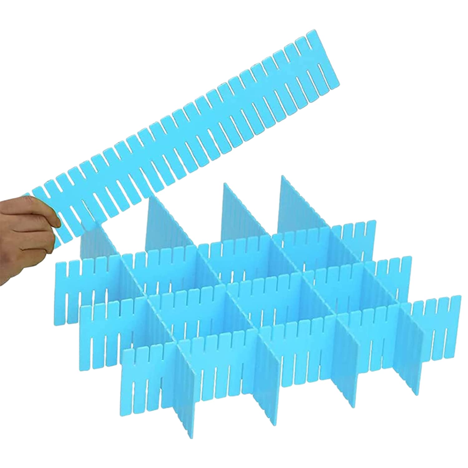 Kuber Industries Drawer Divider|Plastic Adjustable Drawer Organizer|Flexible Drawer Dividers For Socks|Tie|Makeup|Kitchen|Dresse