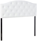 Baxton Studio Myra Modern and Contemporary Full Size White Faux Leather Upholstered Button-Tufted Scalloped Headboard