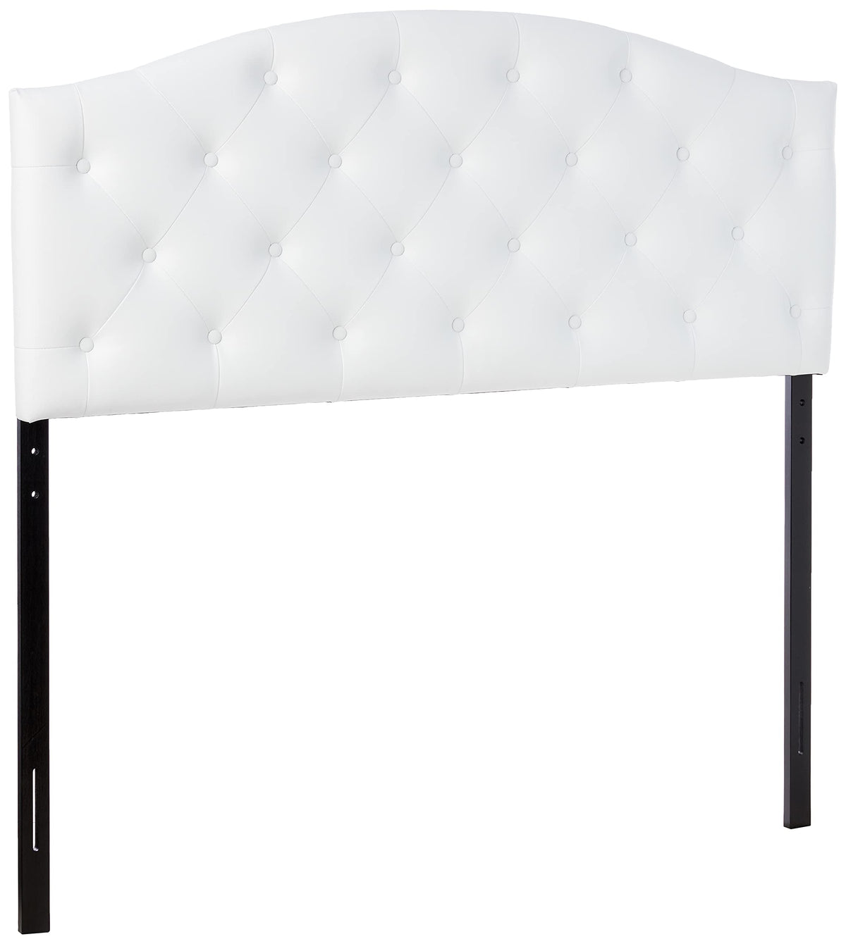 Baxton Studio Myra Modern and Contemporary Full Size White Faux Leather Upholstered Button-Tufted Scalloped Headboard