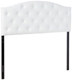 Baxton Studio Myra Modern and Contemporary Full Size White Faux Leather Upholstered Button-Tufted Scalloped Headboard