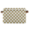 Browm Checkerboard Storage Basket Bins Decorative Organizer Bins Laundry Hamper Baskets with Handles for Office Bedroom Clothes 