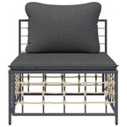 vidaXL Patio Middle Sofa with Dark Gray Cushions in Anthracite, Weather Resistant PE Rattan and Powder-Coated Steel, Modular and Contemporary Design with Comfortable Thick Cushions for Outdoor Use