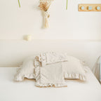 Cream Pillowcases King Pillowcases Ruffled Pillow Shams Set Of 2 Cute Pillowcases Solid Ruffled Fringe Design Beige Grey Shabby