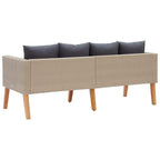 vidaXL 2-Seater Outdoor Patio Sofa with Cushions, Poly Rattan Construction, Light and Weather Resistant, Anthracite Cushion Color, Beige.