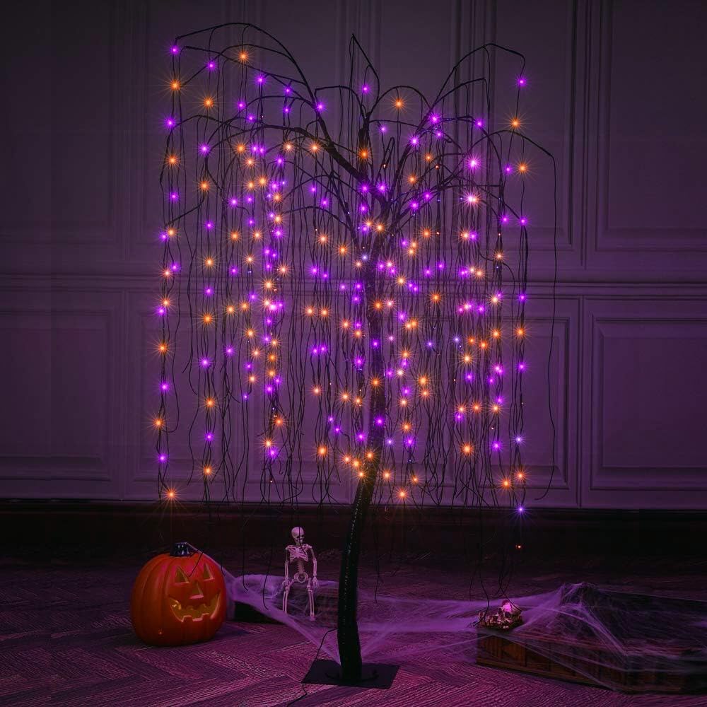 Lightshare 7 Feet Halloween Willow Tree, 256 Led Lights For Home, Festival, Nativity,Party, And Christmas Decoration,Includes Sp