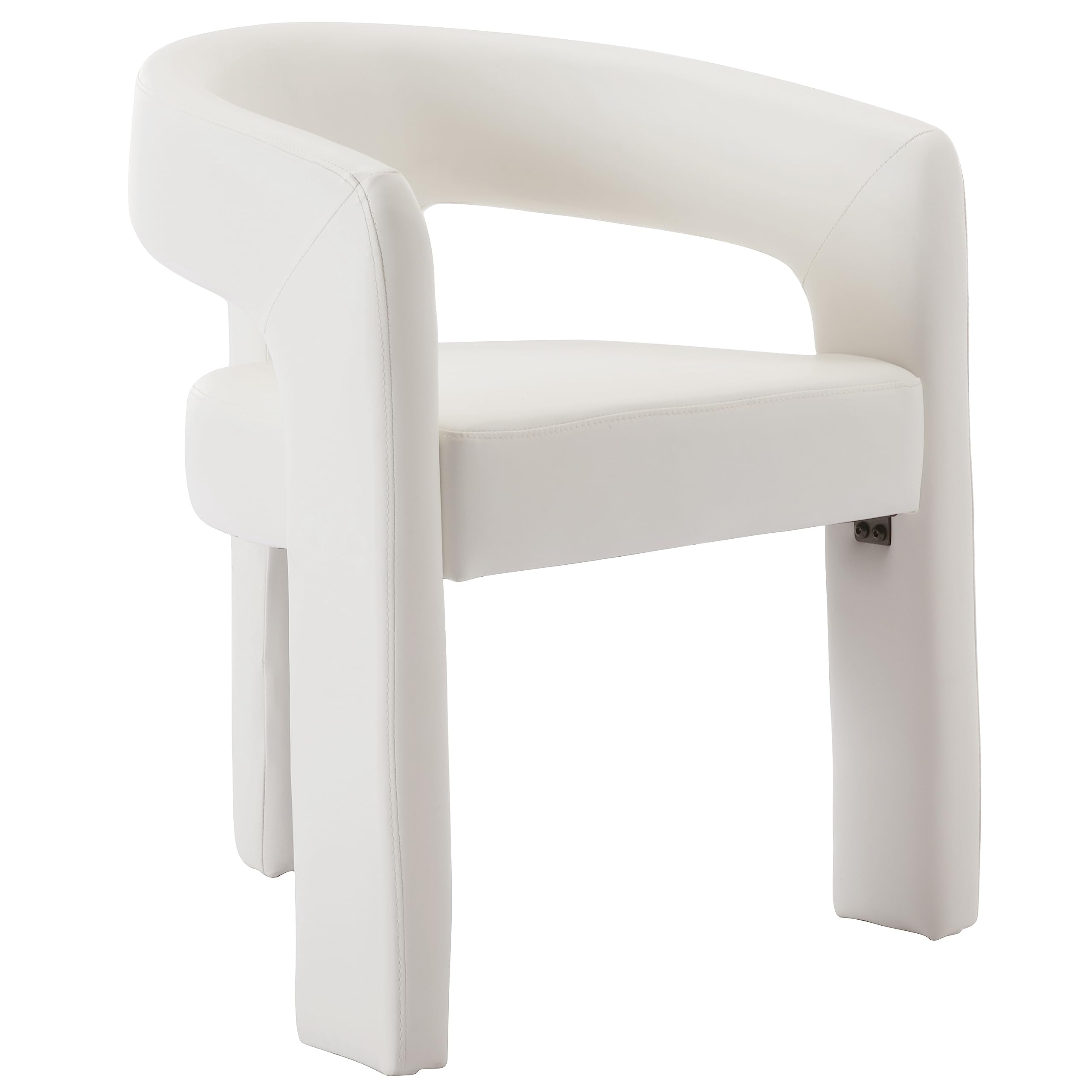 Rivova Modern Barrel Dining Chair, Pu Leather Upholstered Accent Side Chair With Arms Comfy Makeup Vanity Chair, Dining Living R