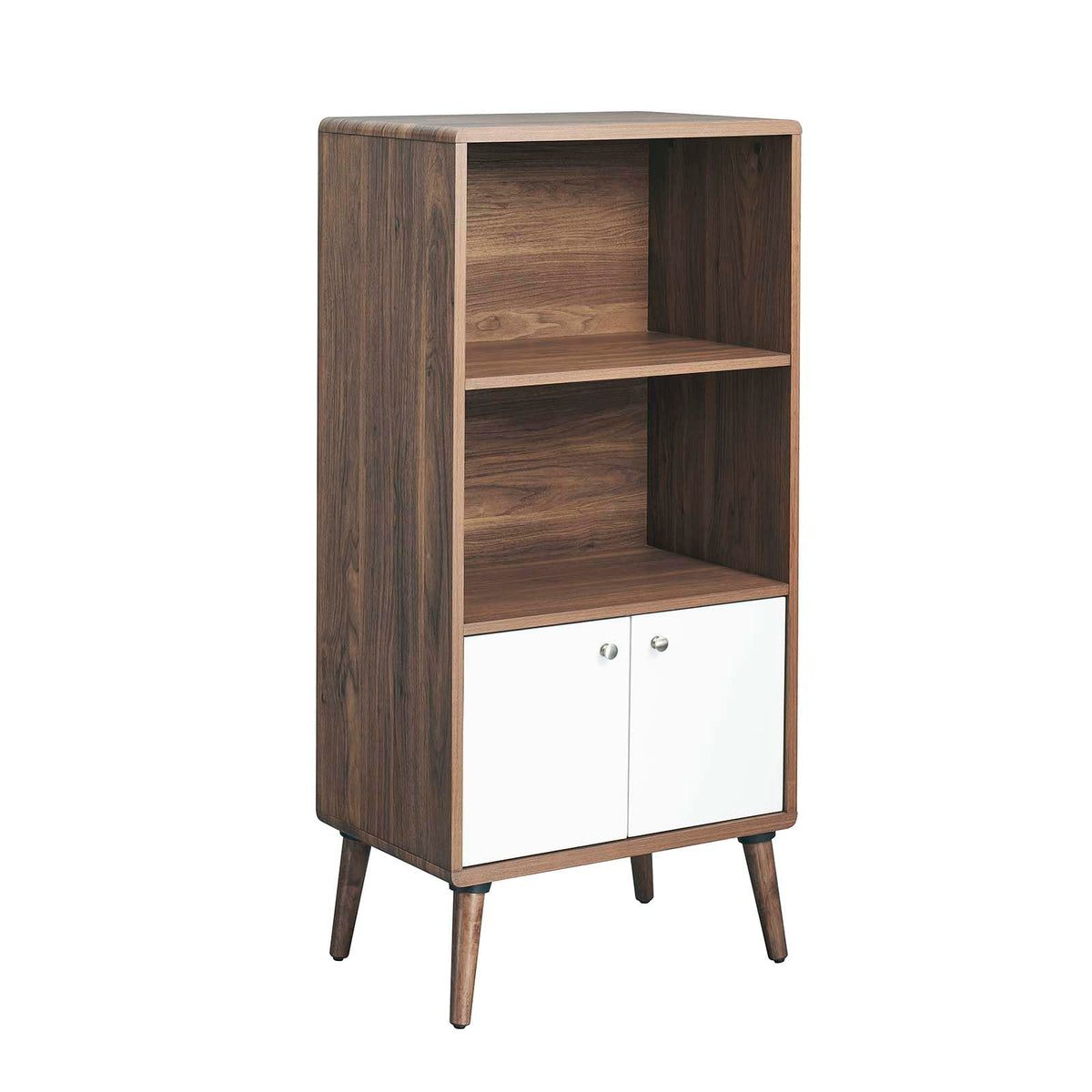 Modway EEI-6230-WAL-WHI Transmit Display Cabinet Bookshelf, Walnut White