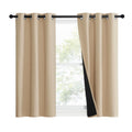 NICETOWN Bedroom Full Blackout Curtain Panels, Set of 2 Pcs, 37 by 50-inch, Biscotti Beige, Super Thick Insulated Grommet Drapes
