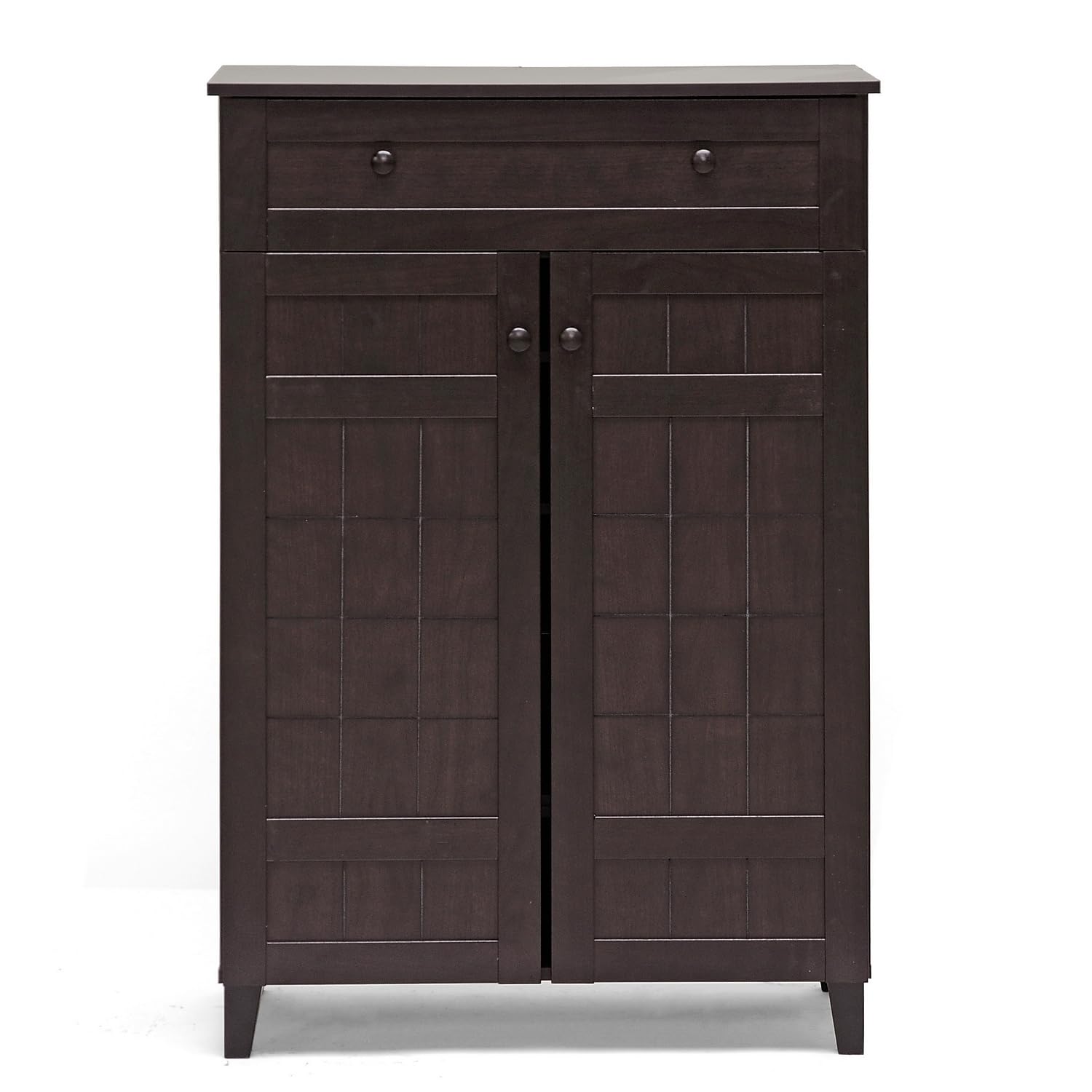 Baxton Studio Glidden 1- Drawer Shoe Storage Cabinet, Dark Brown (91-4518-HiT)