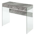 Convenience Concepts SoHo 1 Drawer Glass 36 inch Desk, Gray Faux Marble/Glass