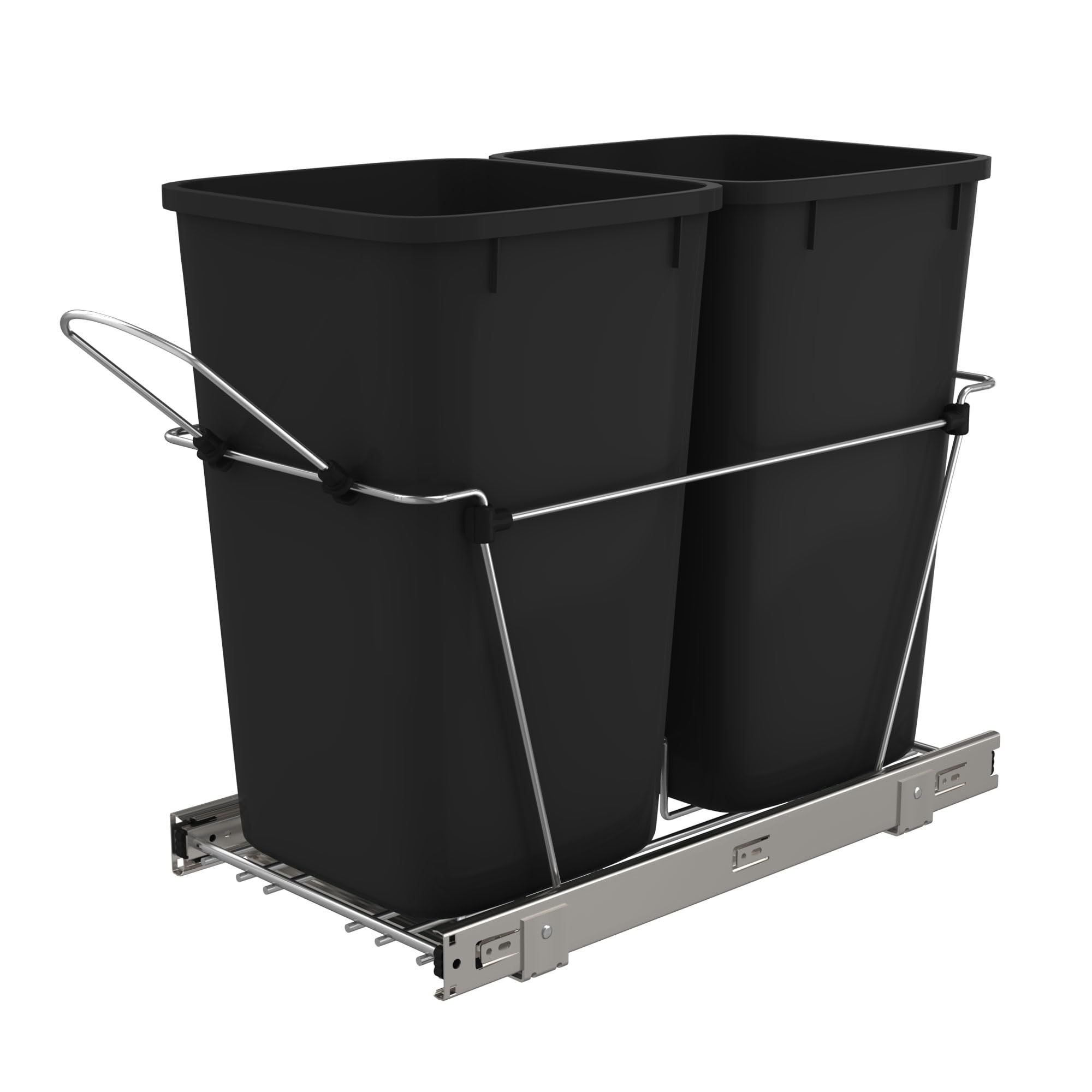 Rev-A-Shelf Pullout Trash Can for Under Kitchen Cabinets 27 Qt. 12 Gallon Garbage Waste Recycling Bin with Full Extension Slides
