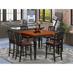 East West Furniture CHEL7-BLK-LC 7 Piece Kitchen Counter Set Consist of a Square Table with Butterfly Leaf and 6 Faux Leather Dining Room Chairs, 54x54 Inch