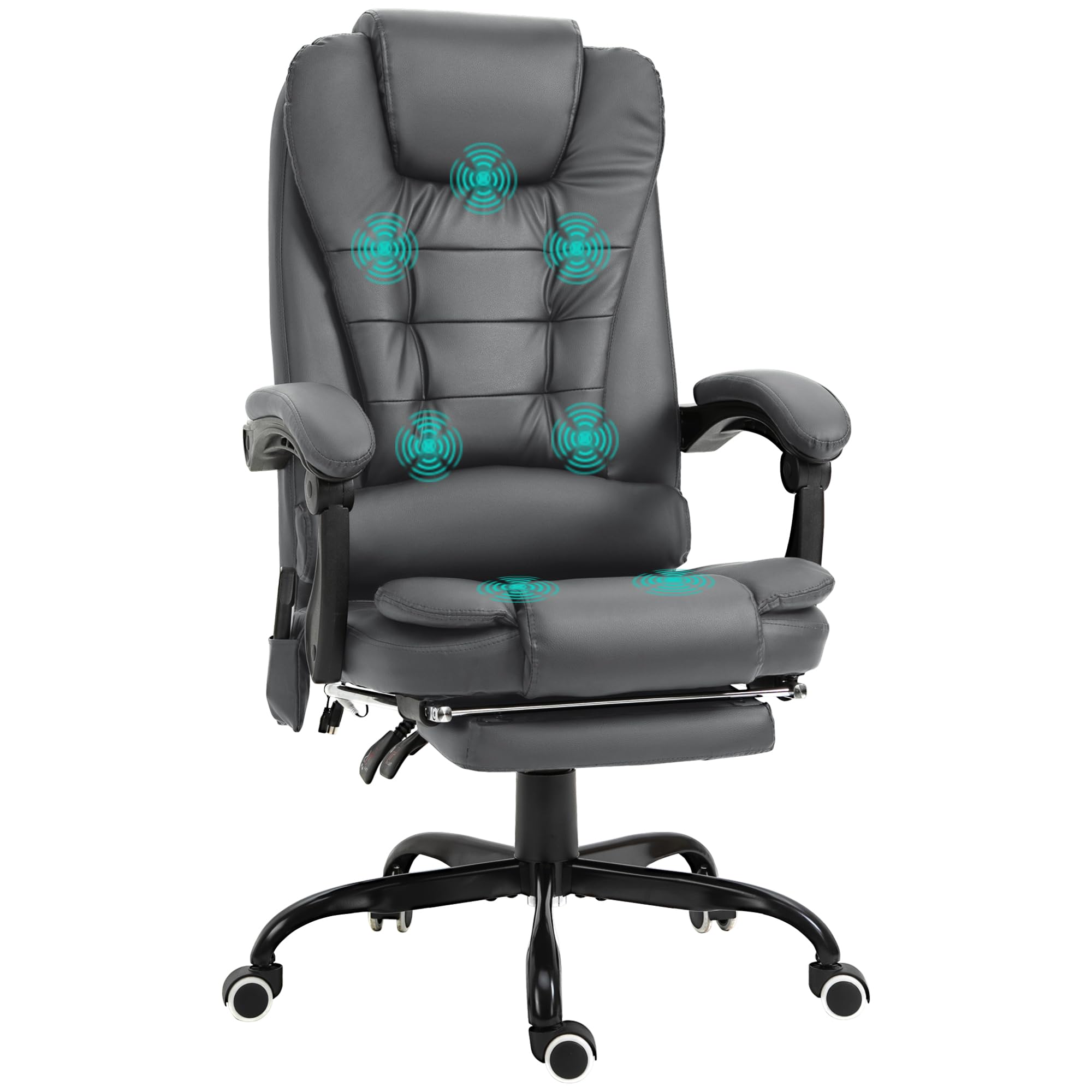 Vinsetto 7-Point Vibrating Massage Office Chair, High Back Computer Chair with Lumbar Support, Footrest, Reclining Back, Adjusta