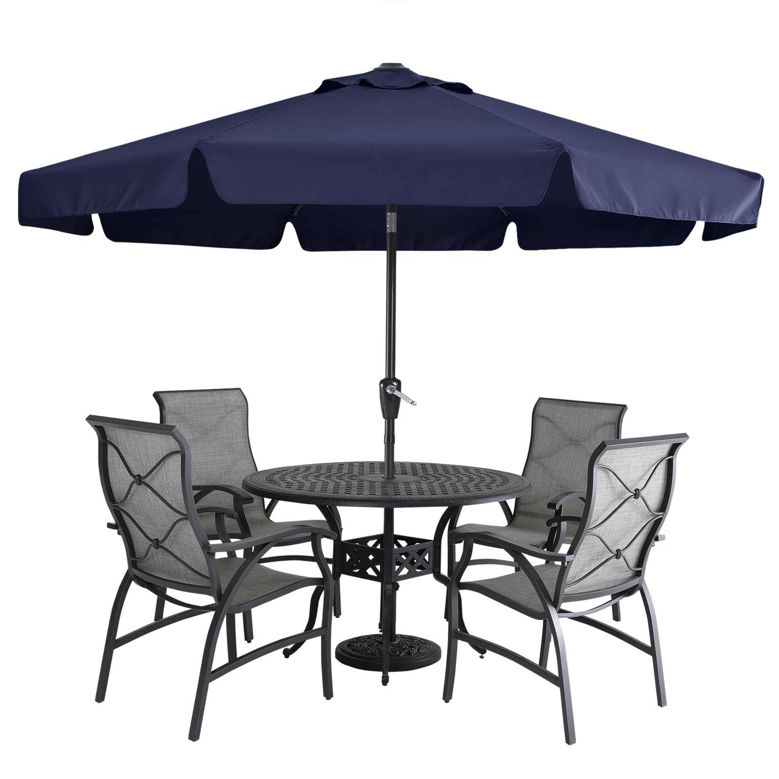 Mastercanopy Valance Patio Umbrella For Outdoor Table Market -8 Ribs (9Ft, Navy Blue)