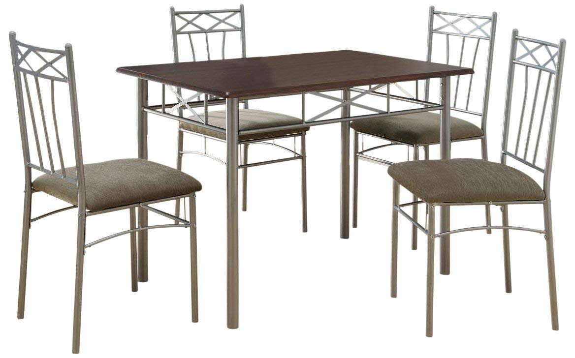 Monarch Specialties Cappuccino Silver Metal Dining Set, 5-Piece