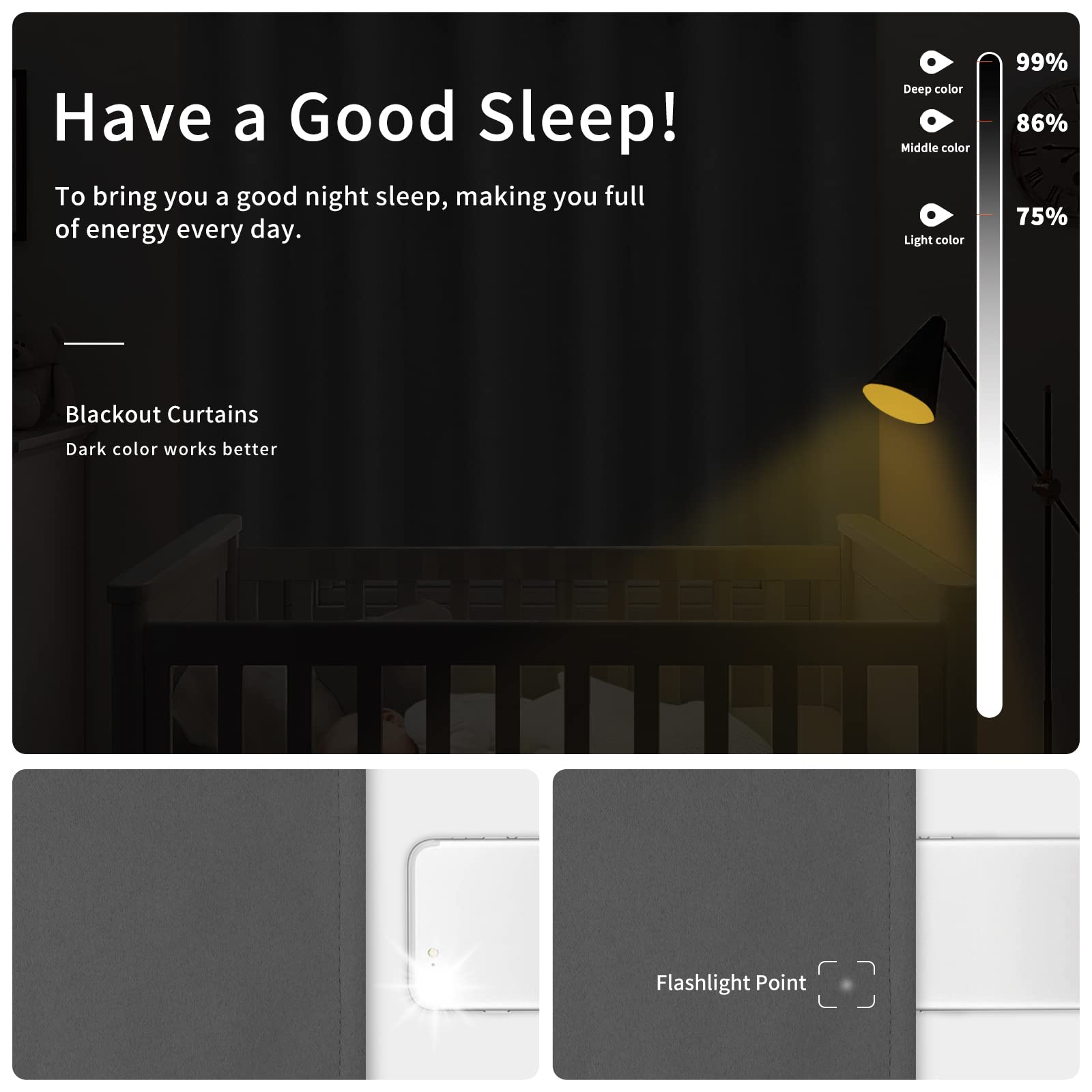 Easy-Going Blackout Curtains For Bedroom, Solid Thermal Insulated Grommet And Noise Reduction Window Drapes, Room Darkening Curtains For Living Room, 2 Panels (42X95 In, Gray)