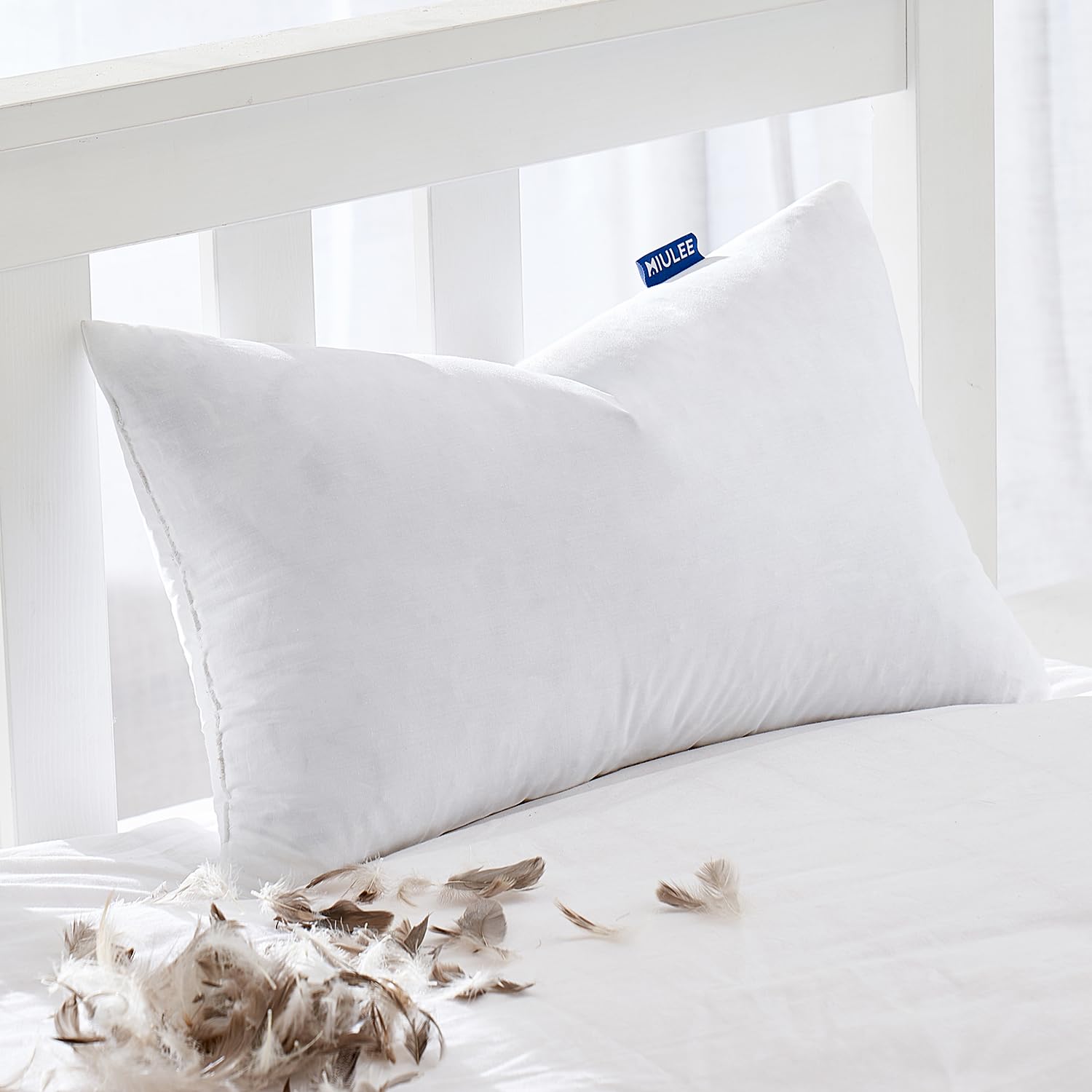 Miulee Feather Pillow Insert 12X20, Decorative Down Throw Pillow Insert Fluffy Throw Pillow Cotton Fabric For Sofa Bed Couch