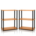 Furinno® 2-10024 Turn-N-Tube 3-Tier Compact Multipurpose Shelf Display Rack, Set of Two (2, Light Cherry/Black)