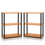 Furinno® 2-10024 Turn-N-Tube 3-Tier Compact Multipurpose Shelf Display Rack, Set of Two (2, Light Cherry/Black)