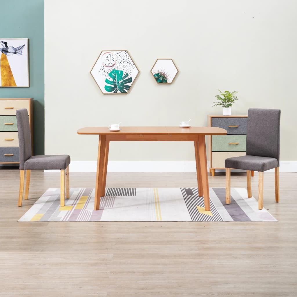 vidaXL Dining Chairs 2 Pcs, Side Chair with Solid Wood Legs, Accent Dining Chair for Home Kitchen Living Room Bedroom, Taupe Fabric