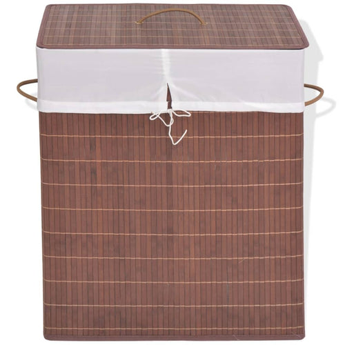 "vidaXL Bamboo Laundry Bin - Rectangular, Brown, with Polyester Liner, Lightweight, Portable and Foldable for Clothes and Toy Storage"