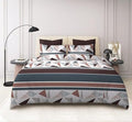 Tib Glace Cotton 78 X 60 Elastic Fitted Bedsheets Queen Size With 2 Pillow Covers, Pack Of 3, Geo Traingles