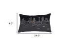HomeRoots Grey 24' Black Fort Worth Nighttime Skyline Lumbar Decorative Pillow