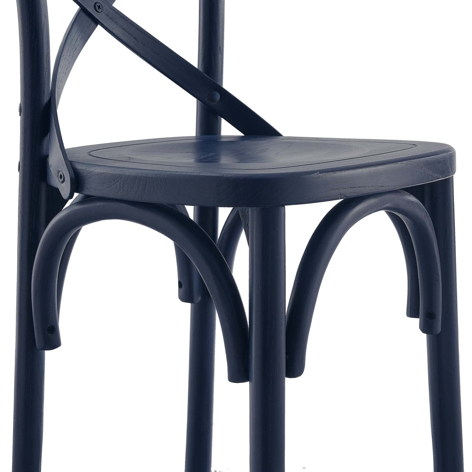 Modway Gear X-Back Wood Counter Bar Stool In Midnight Blue