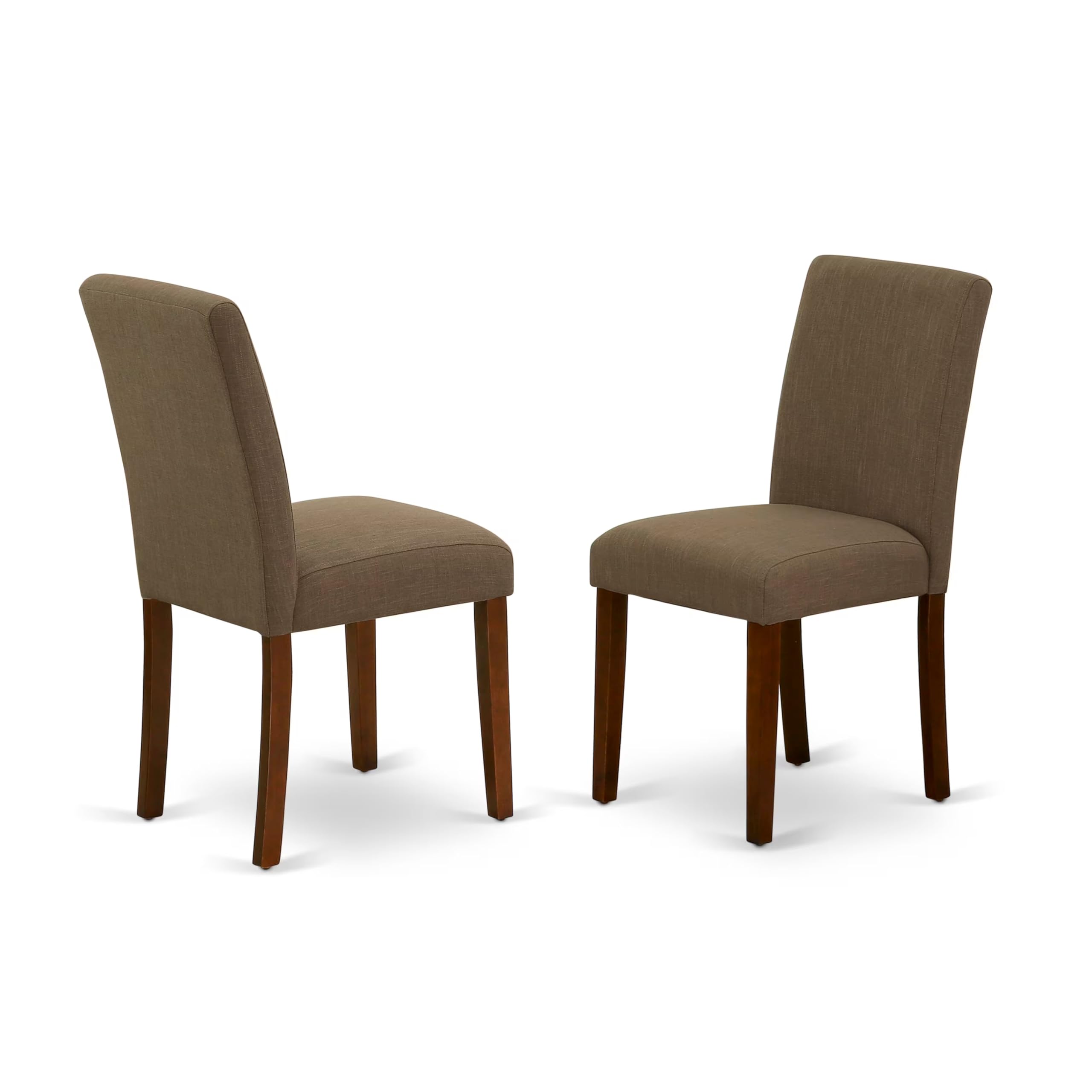 East West Furniture Anab3-Mah-18 3 Piece Modern Dining Table Set Contains A Round Kitchen Table With Pedestal And 2 Coffee Linen Fabric Parson Dining Chairs, 36X36 Inch, Mahogany