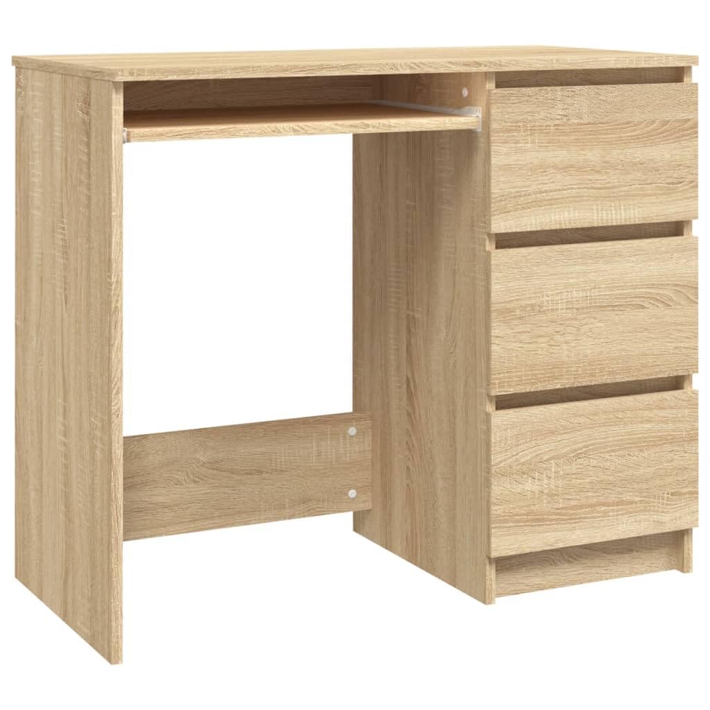 vidaXL Desk, Standing Computer Desk with Drawers, Home Office Desk, Workstation for Living Room Bedroom, Scandinavian, Sonoma Oak Engineered Wood