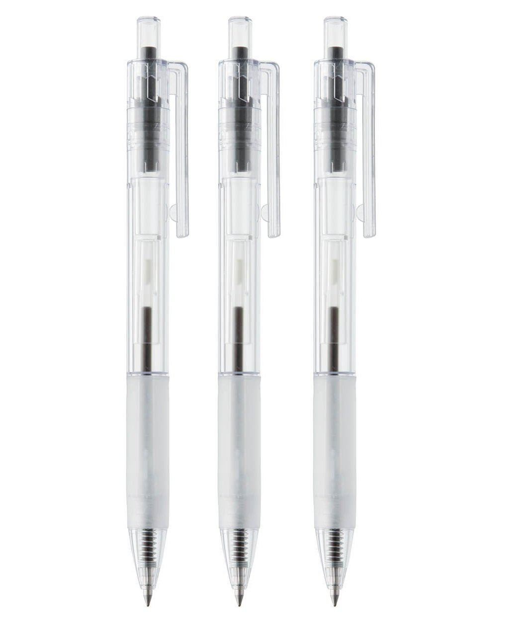 Muji Polycarbonate Clear Ball Point Gel Pen Black 0.7Mm 3Pcs