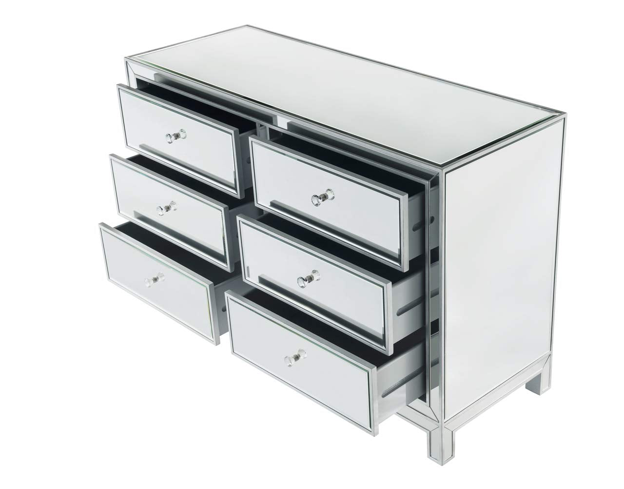 Elegant Decor Dresser 6 Drawers 48in. W x 18in. Din. x 32in. H in Antique Silver Paint