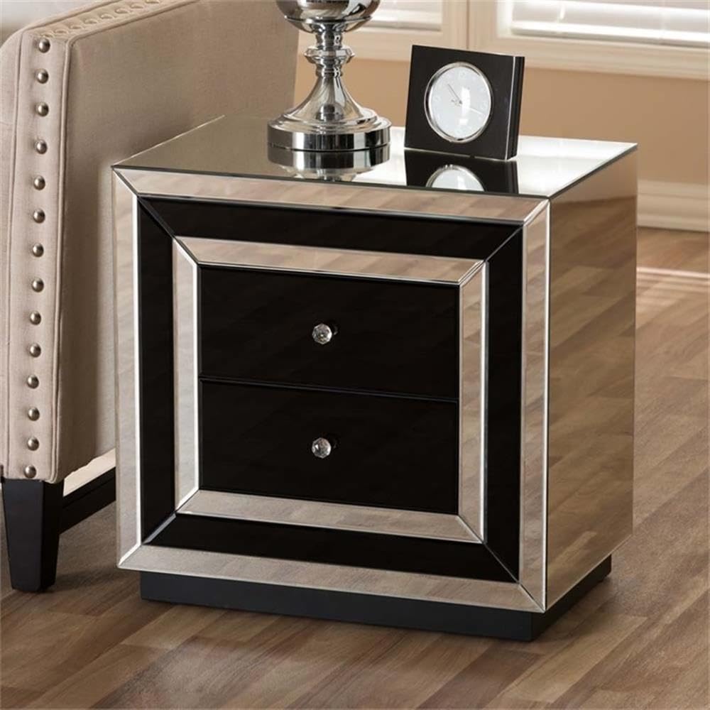 Baxton Studio Cecilia Regency Glamour Style Mirrored 2-Drawer End Table