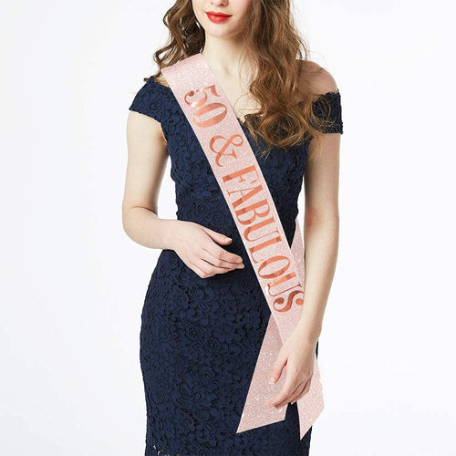 '50 And Fabulous'' Sash & Rhinestone Tiara Set - 50Th Birthday Sash 50 Birthday Gifts Party Favors