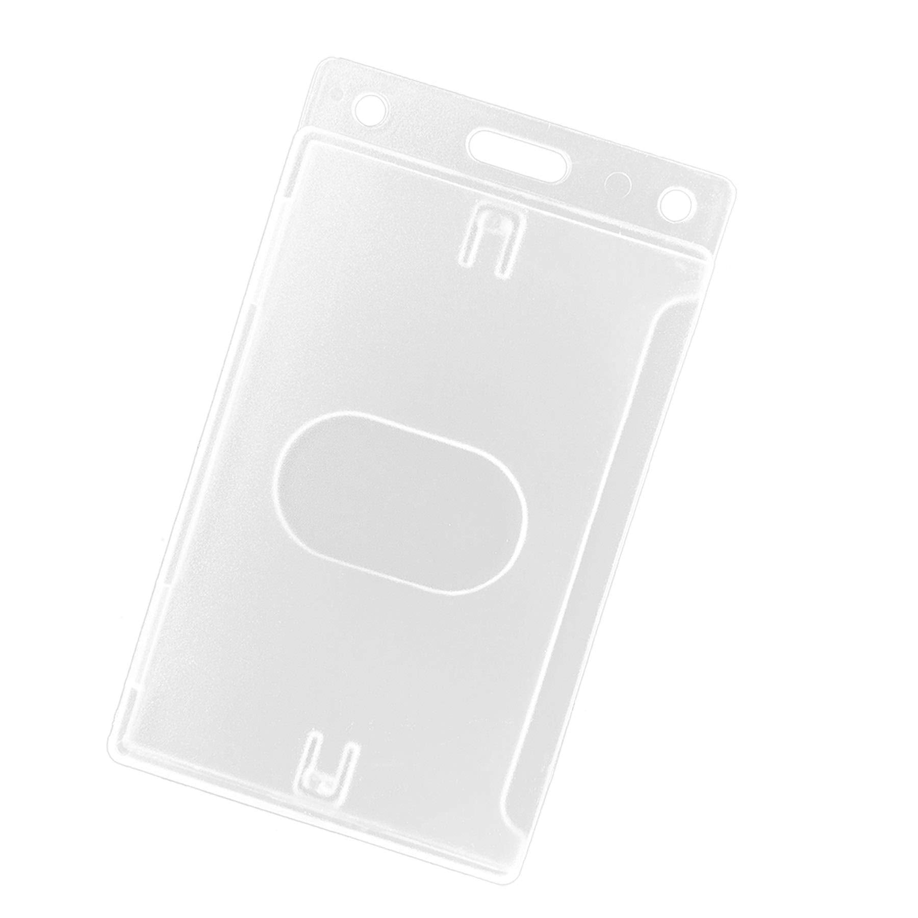 Fallen One 10 Pack Clear Hard Plastic Id Card Badge Holder Vertical With Thumb Slots