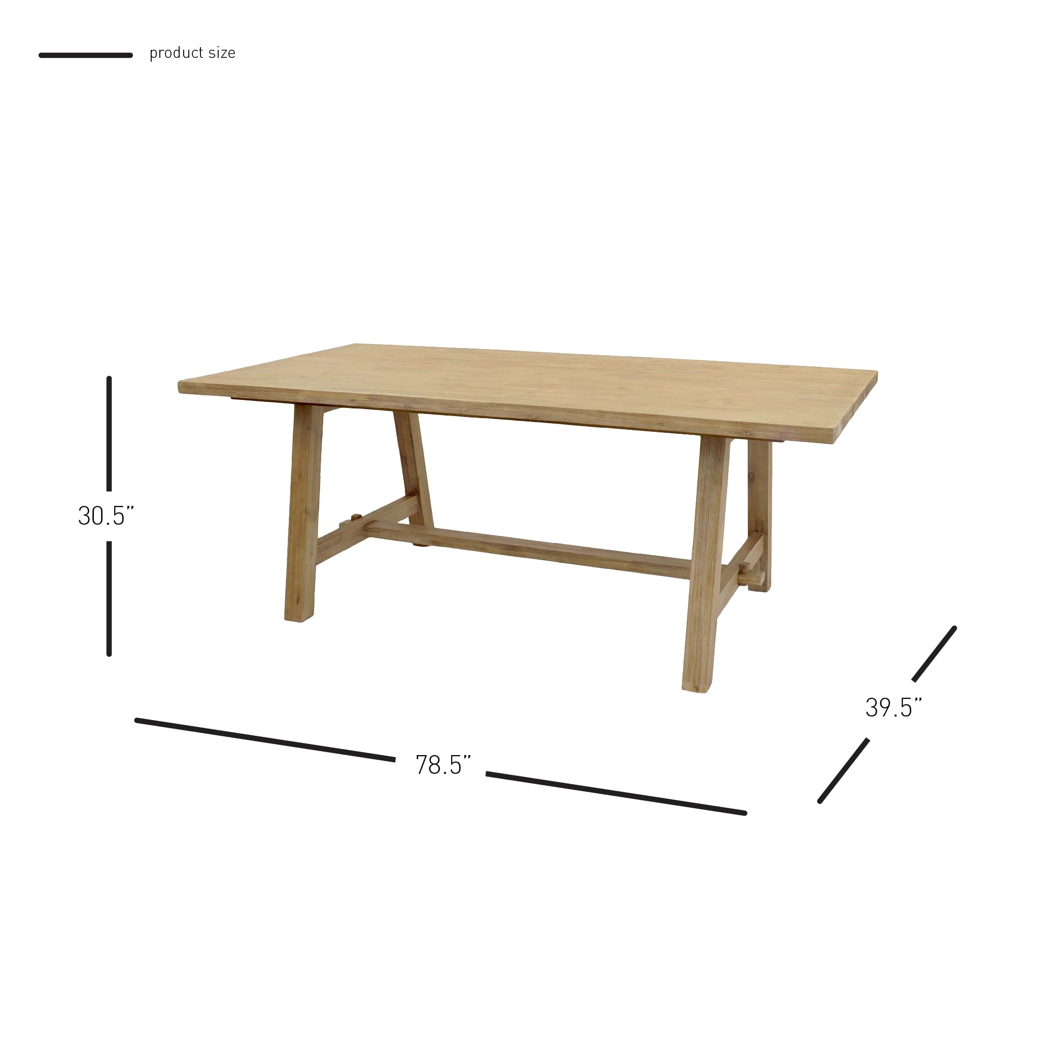 New Pacific Direct Bedford 79&quot; Rect. Dining Table &quot;A&quot; Base,Solid Acacia Wood,Distressed Natural