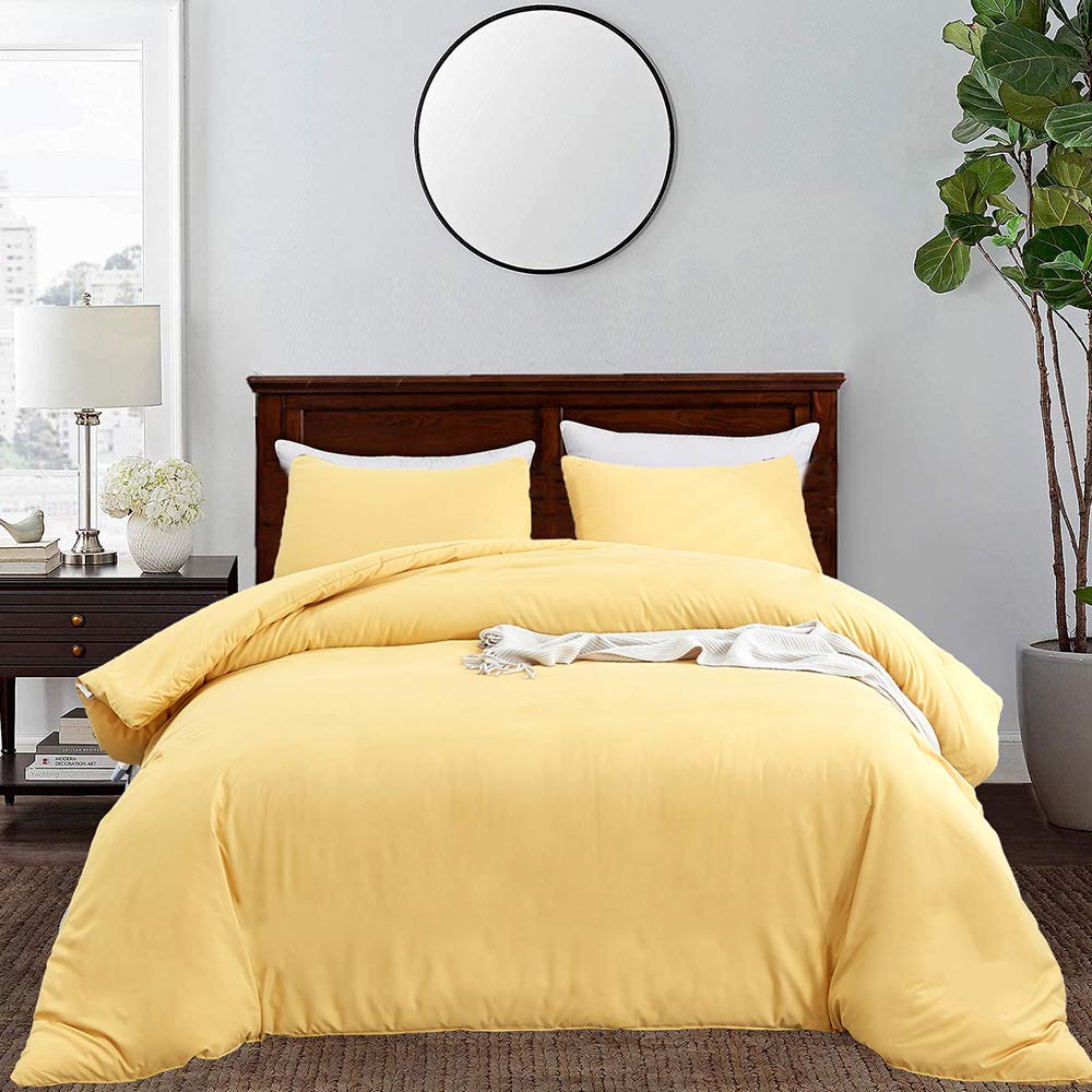 Clothknow Yellow King Size Comforter Set Light Yellow Bedding Comforter Sets Yellow Comforter King Size Women Men Comforter Soft 3Pcs Yellow Comforter Set King