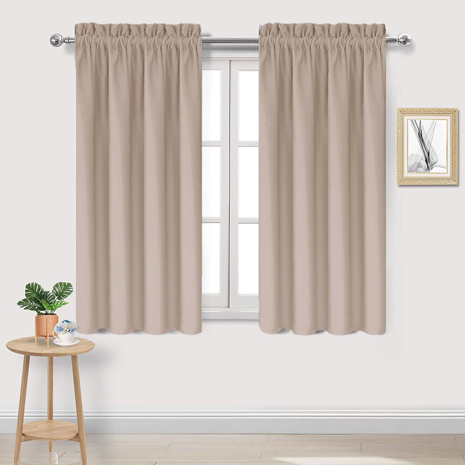 Dwcn Blackout Curtains For Living Room Thermal Insulated, Energy Saving & Noise Reducing Bedroom Curtains, Camel, W 42X L 54 Inc