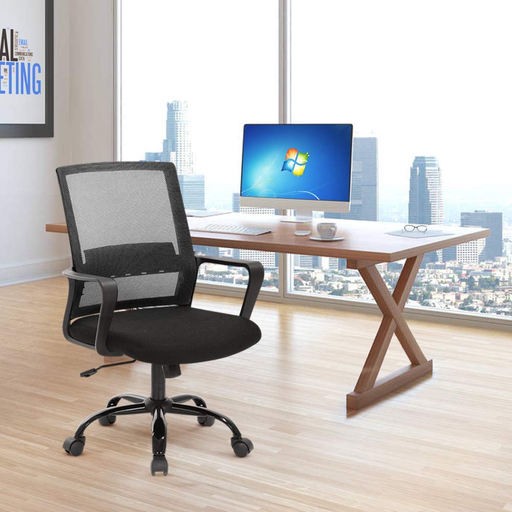 Ergonomic Office Chair Simple,Mid Back Home Office Chair Mesh Office Chair With Lumbar Support Adjustable Computer Chair Task Ro