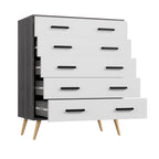 Woodpeckers Furniture And Mattress Eli Mid-Century Modern 5 Drawer Chest (Charcoal Oak & Silver Oak)