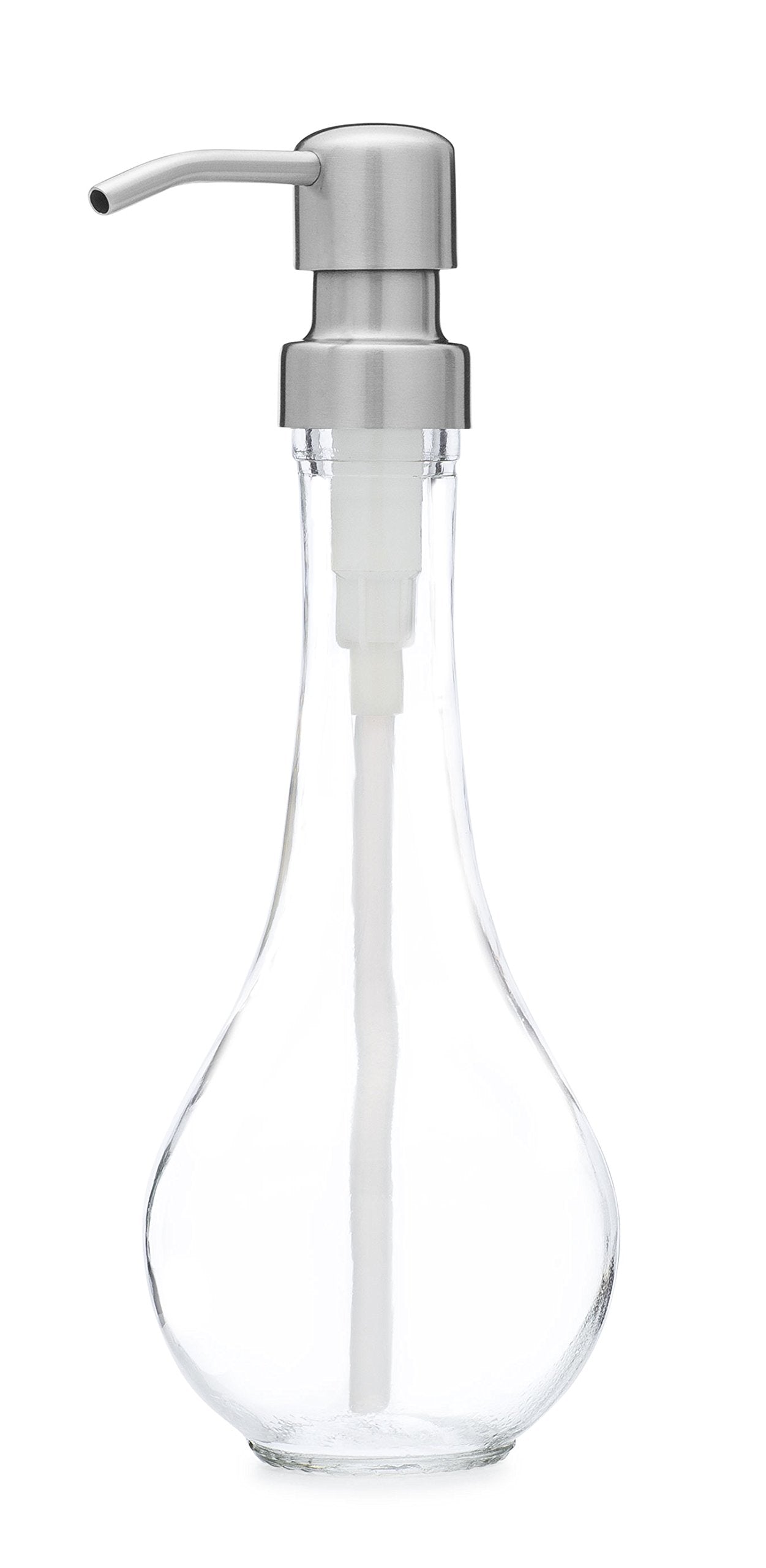 Rail19 Rain Drop Glass Soap Dispenser with Metal Pump, 8oz (Farmhouse Stainless)