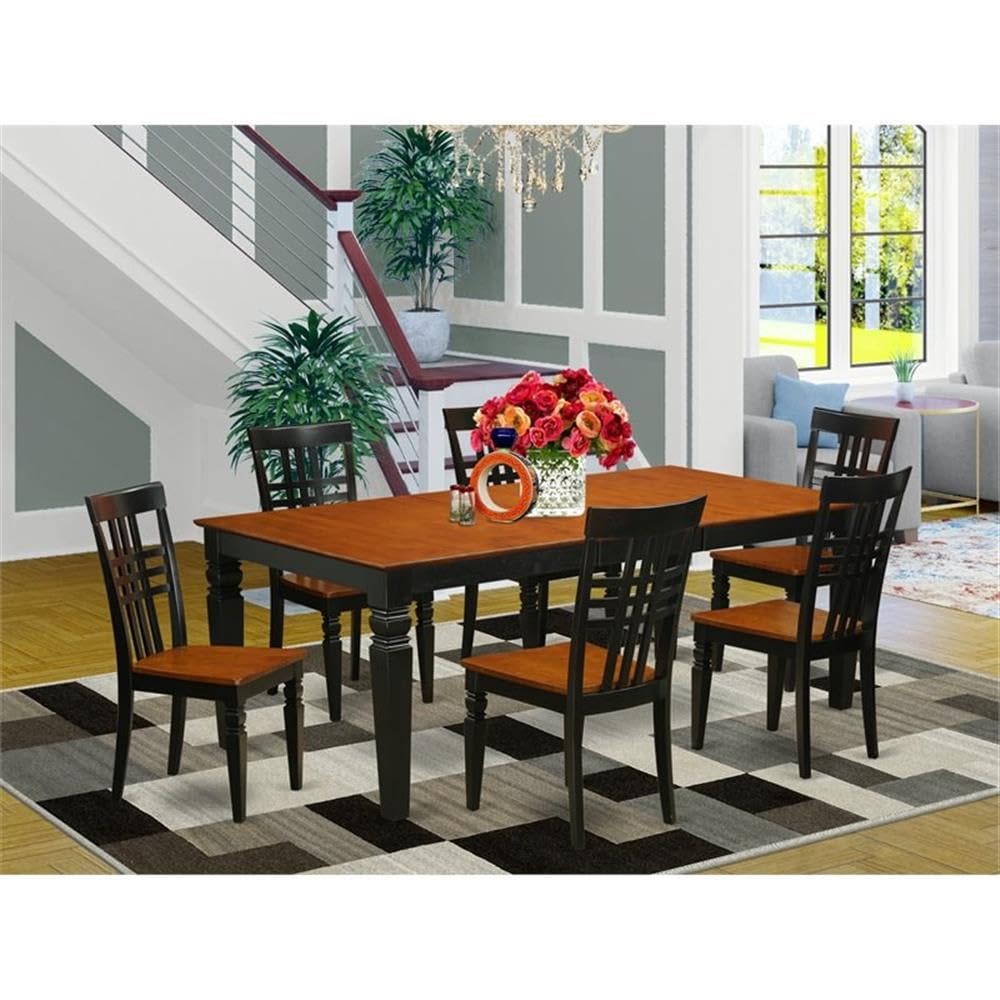 East West Furniture LGLG7-BCH-W 7 Piece Dining Room Furniture Set Consist of a Rectangle Kitchen Table with Butterfly Leaf and 6 Dining Chairs, 42x84 Inch, Black & Cherry