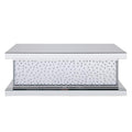 Benjara, Clear Wood and Mirror Coffee Table with Faux Crystal Inlays