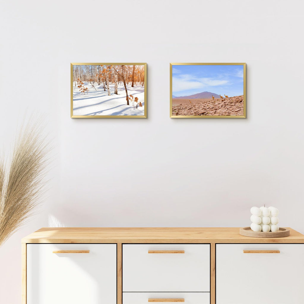 Golden State Art, A4 Aluminum Gold Picture Frame With Acrylic Front, Swivel Tabs, Sawtooth Hangers, Spring Clips, Metal Wall Pos