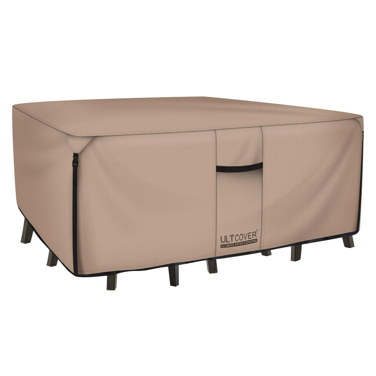 Ultcover Rectangular Patio Heavy Duty Table Cover - 600D Tough Canvas Waterproof Outdoor Dining Table And Chairs General Purpose