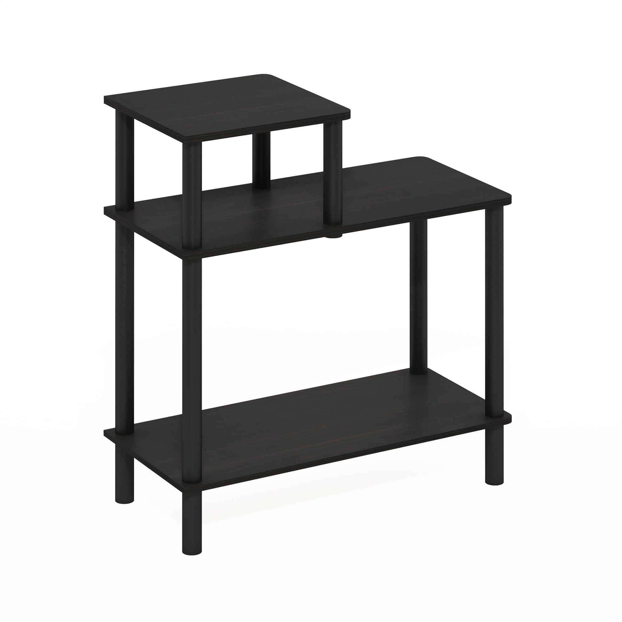 Furinno Turn-N-Tube 3-Tier Rectangular Sofa Side Table, End Table with Open Shelves, Espresso/Black