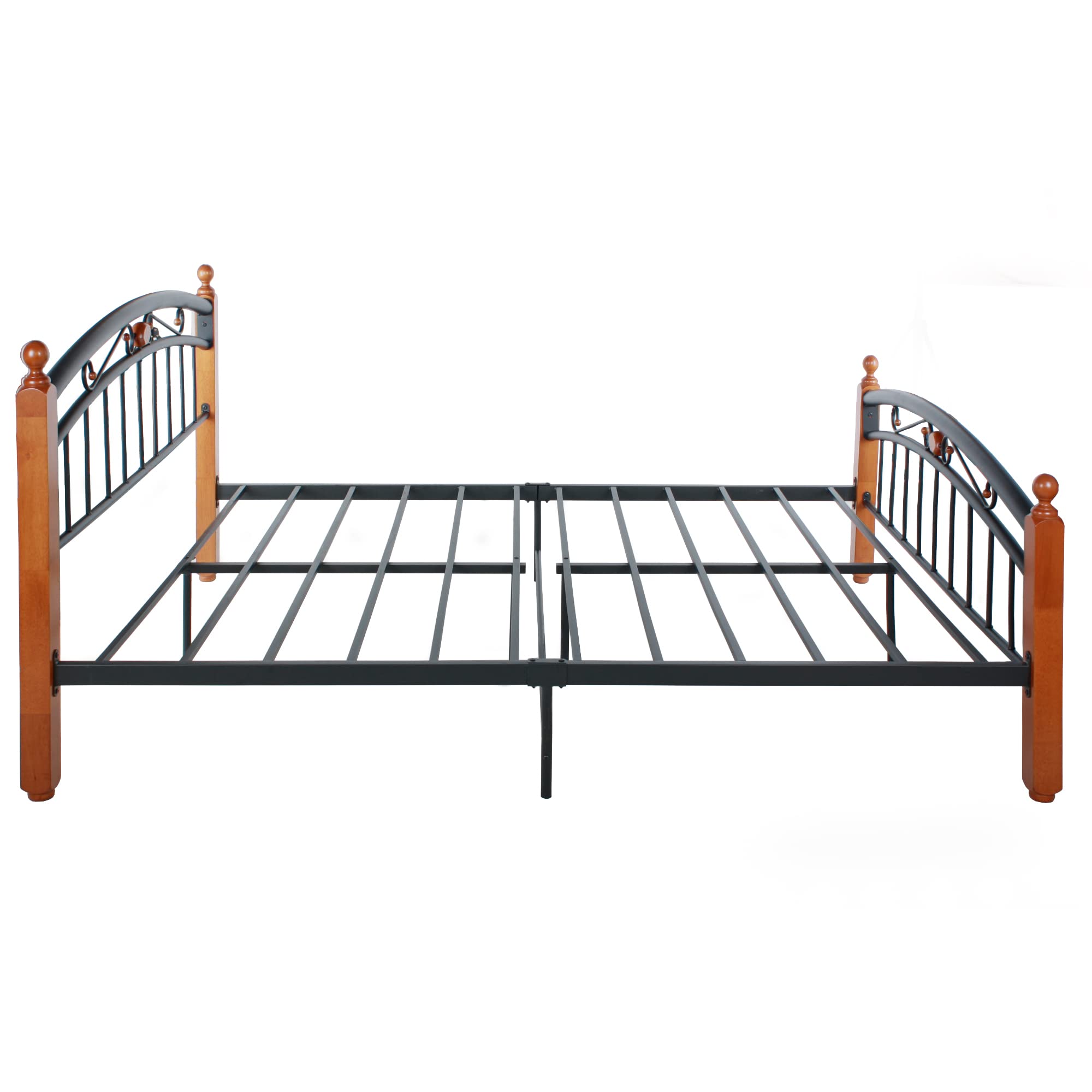 Better Home Products Lexus Metal Bed Frame with Headboard & Footboard in Cherry